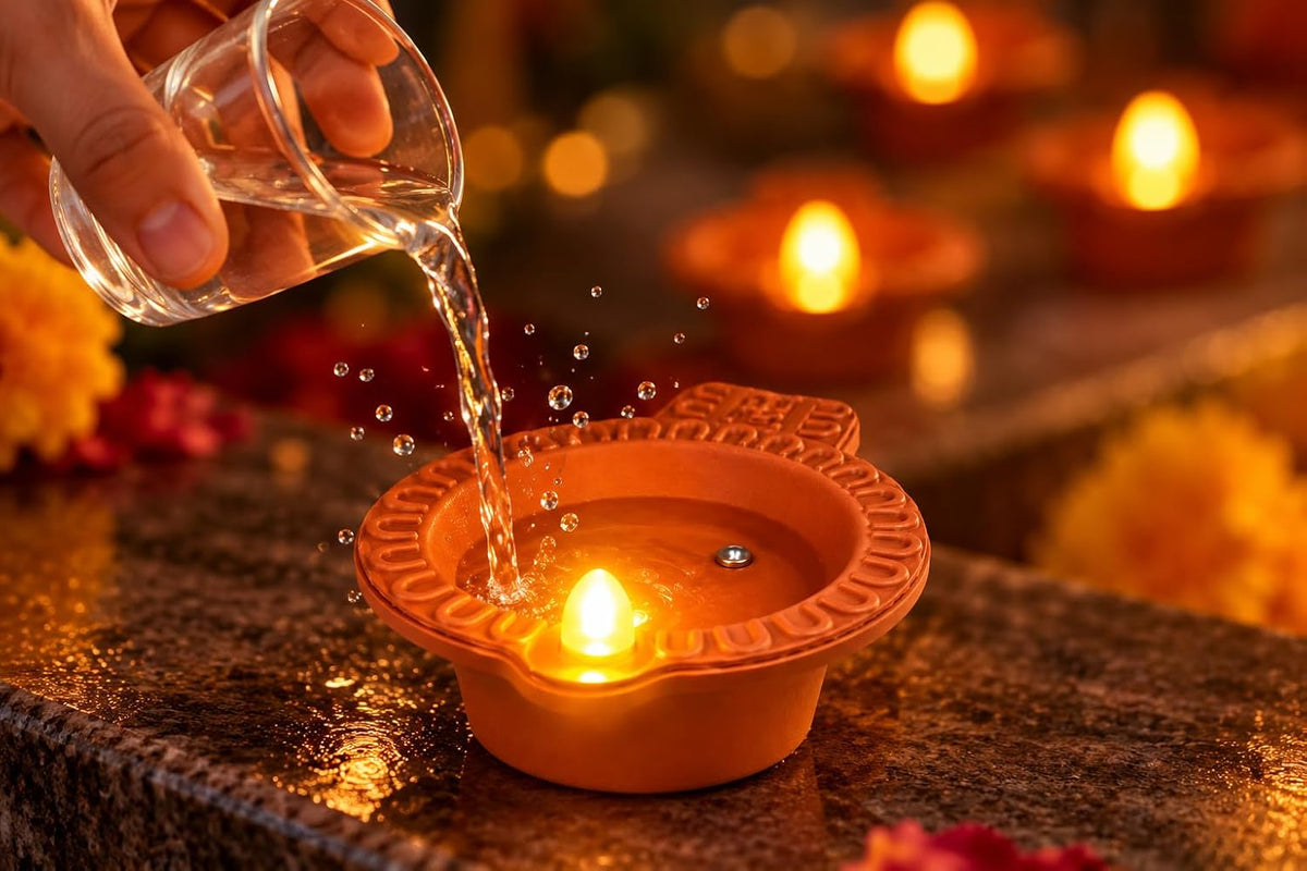 Traditional Glow Water-Activated Diya Set