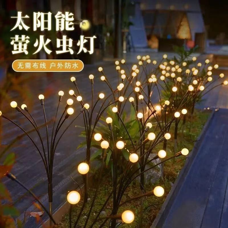 Cross-border solar lights, LED firefly string lights, lawn lights, courtyard lights, ground-mounted lights, garden decorative holiday lights